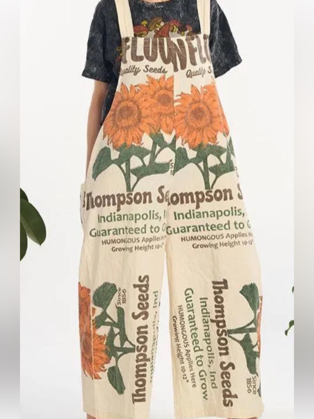 SUNFLOWER SACK OVERALLS NWOT sz OS - Picture 2 of 4